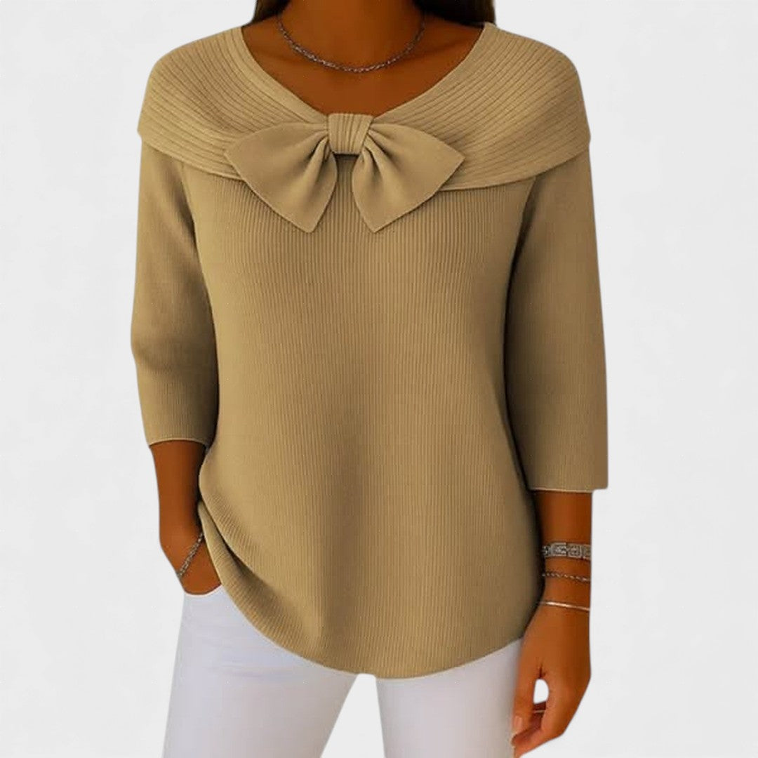 Selena – Suéter de Mujer con Lazo y Escote Redondo